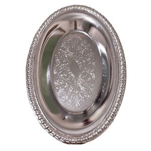 Vintage Shelton Ware NYC Oval Embossed Chrome Serving Platter/Tray